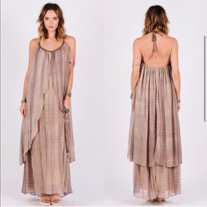 Raga Women's Maxi Printed Halter Embellished Dress